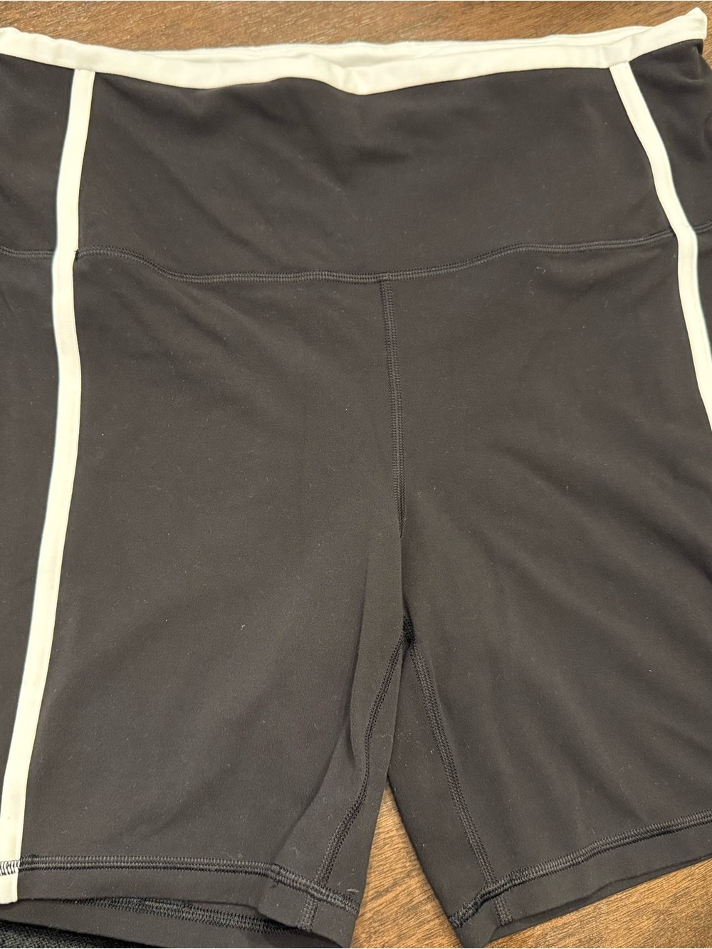 Athleta Black Bike Shorts with White Side Piping